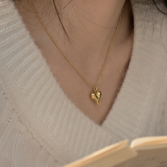 18K Gold Plated Elegant Heart Charm Necklace