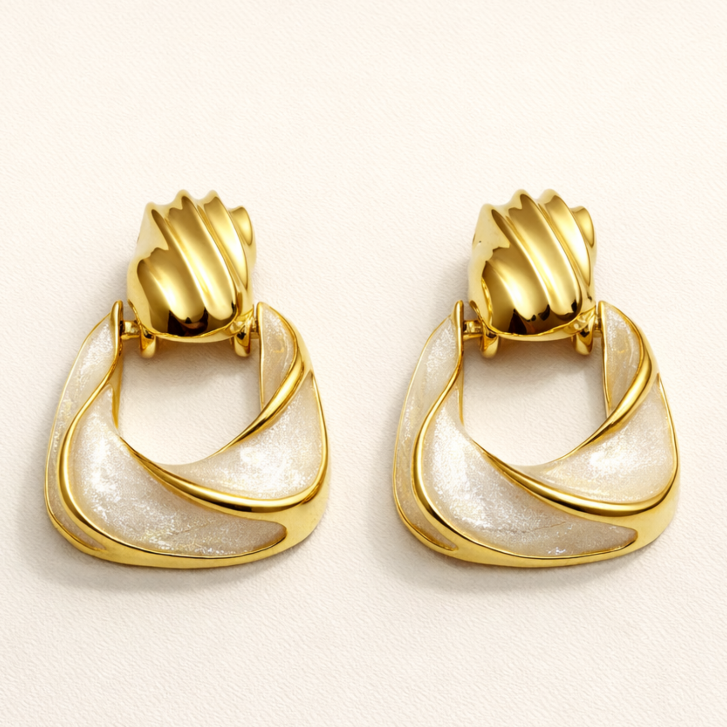 18K Gold Plated Enamel Swirl Drop Earrings