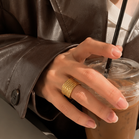 18K Gold Plated Ripple Dot Ring