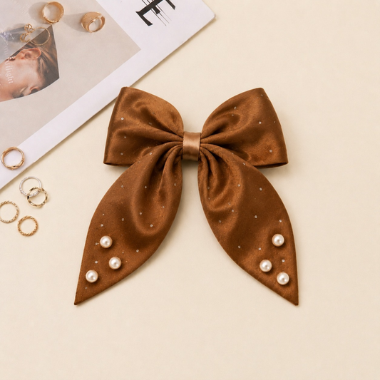 Midnight Pearl Luxe Hair Bow Set of 2