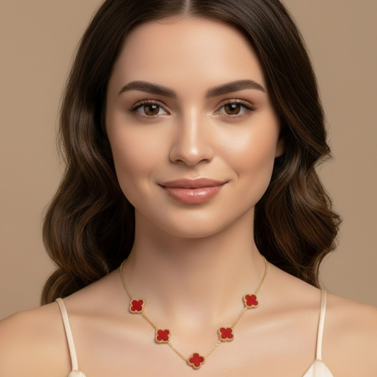 Red Dreamy Clover Anti Tarnish Necklace