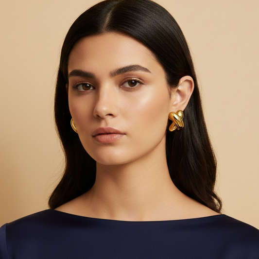 18k Gold Plated Sculpted Shine Earring