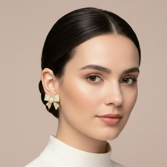 Contemporary Stone Studded Stud Earring