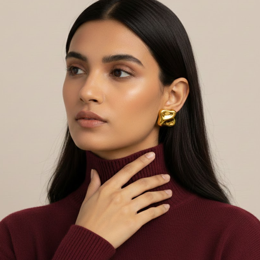 18K Gold Plated Steel Studs Earrings