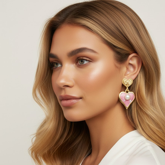 18K Gold Plated Aurora Noir Heart Earring