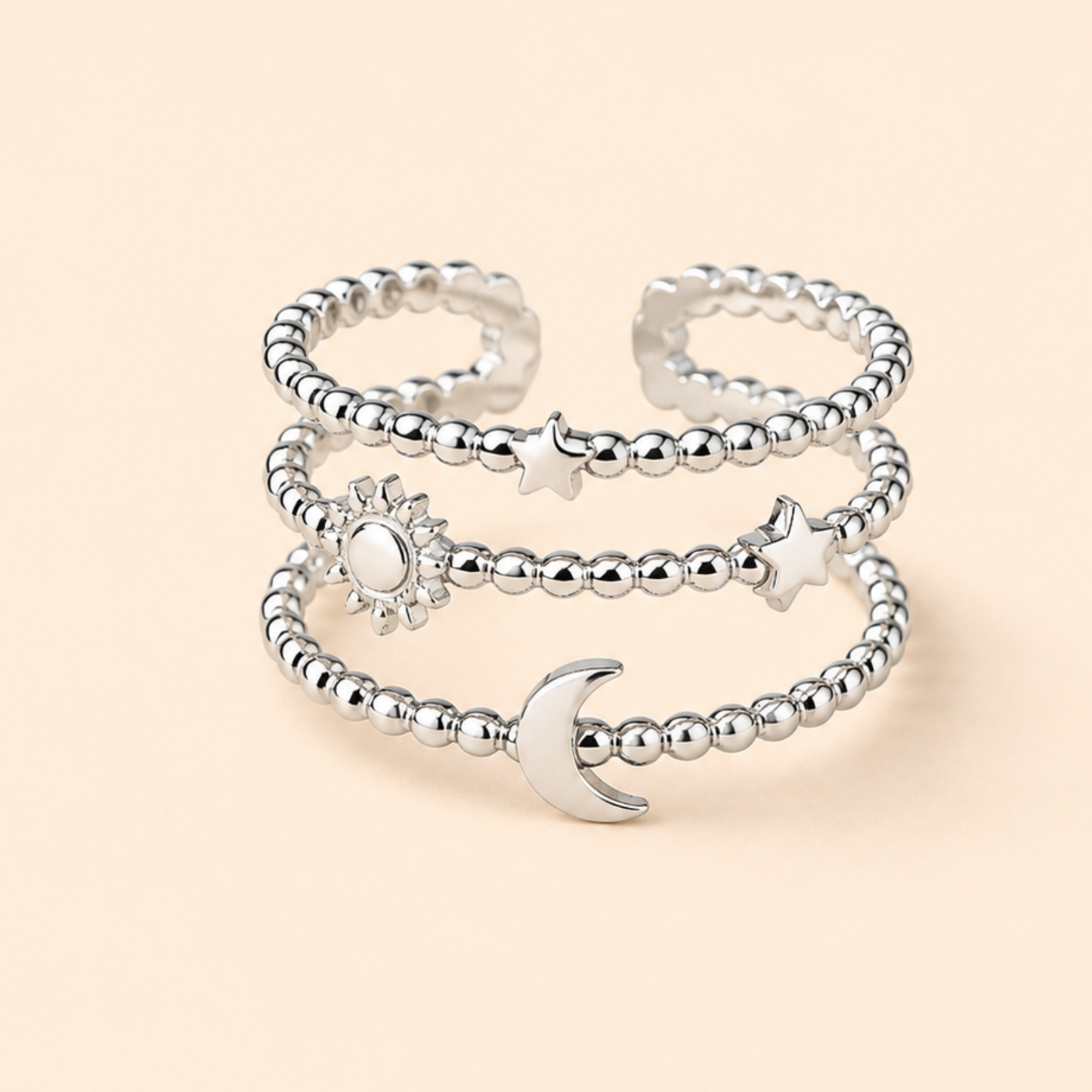 Silver Plated Moon & Star Ring