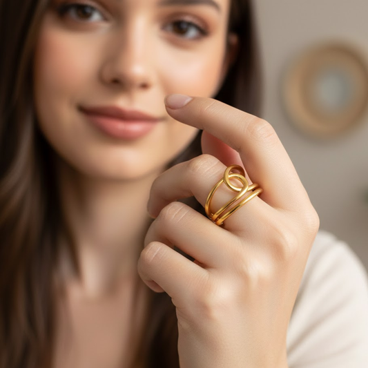 18K Gold Plated Solina Curve Ring for Women
