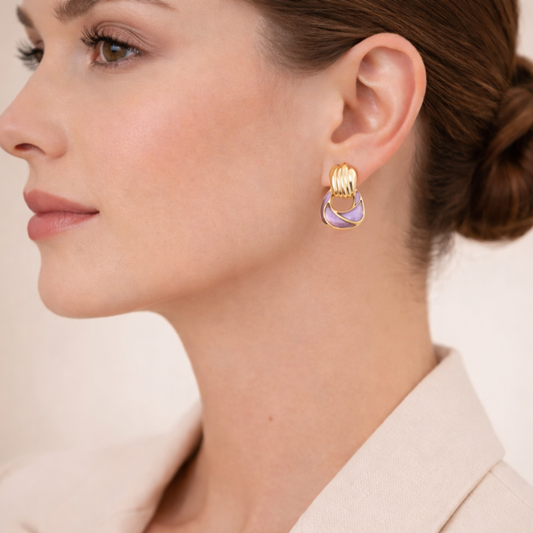 18K Gold Plated Enamel Swirl Drop Earrings