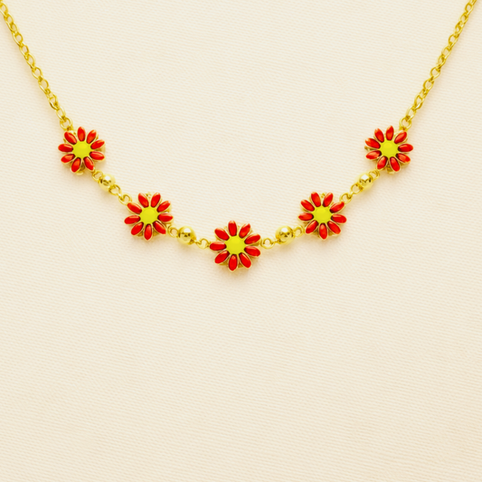 18k Gold Plated Beaded Daisy Necklace