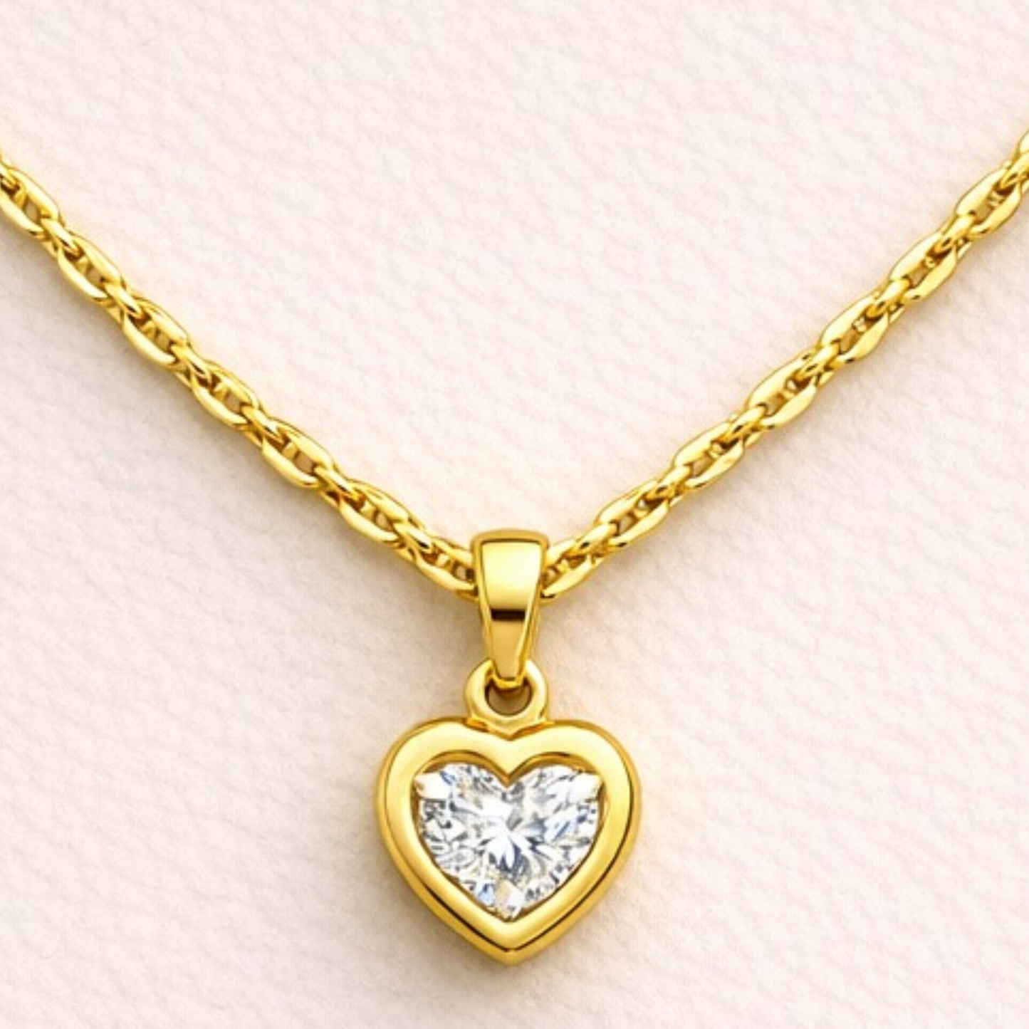 18K Gold Plated Diamond Heart Necklace