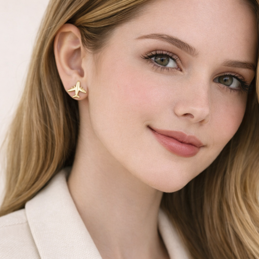 3D Airplane Stud Earrings