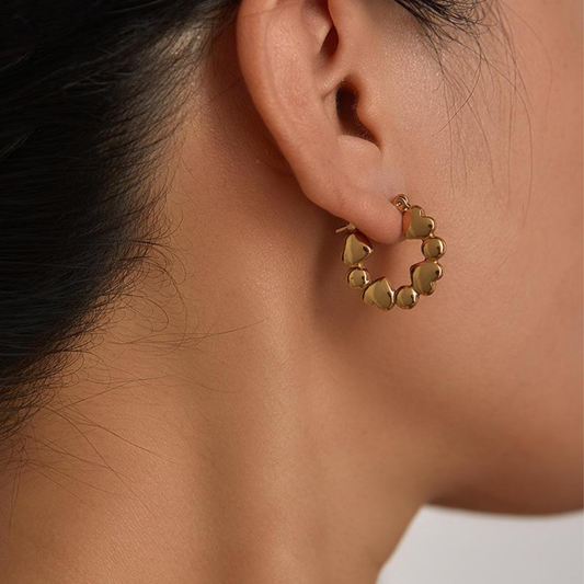18K Gold Plated Stainless Steel Fashionable Circle Hoops Earring