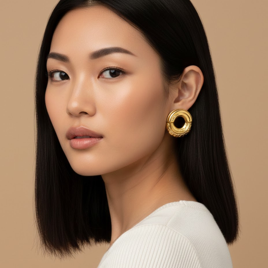 18k Gold Plated Sculpted Shine Earring