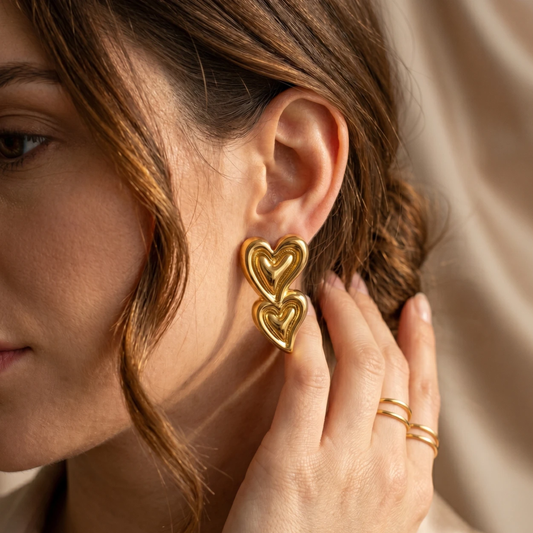 18k Gold Plated Twofold Romance Earring