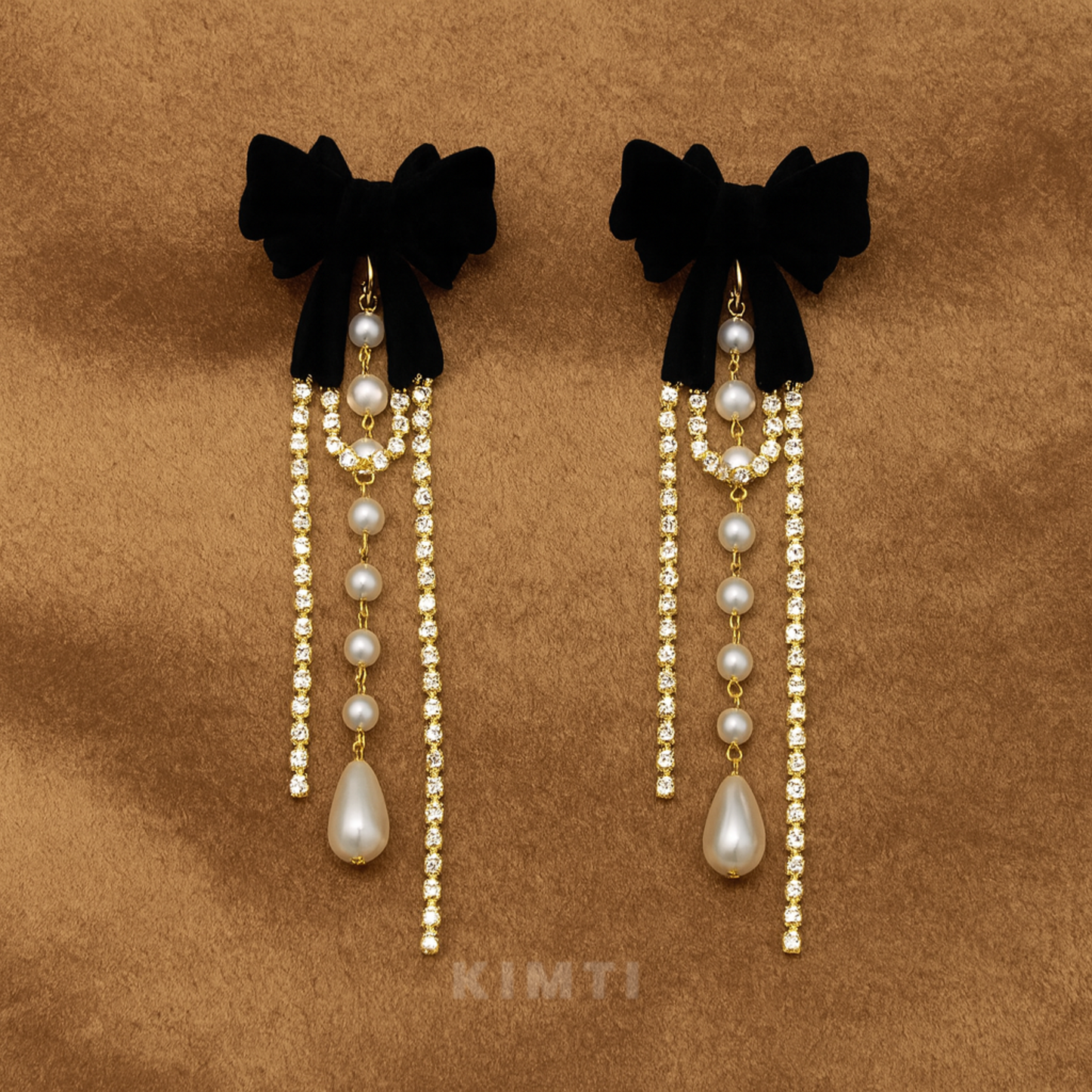 Midnight Velvet Pearl Cascade Earrings
