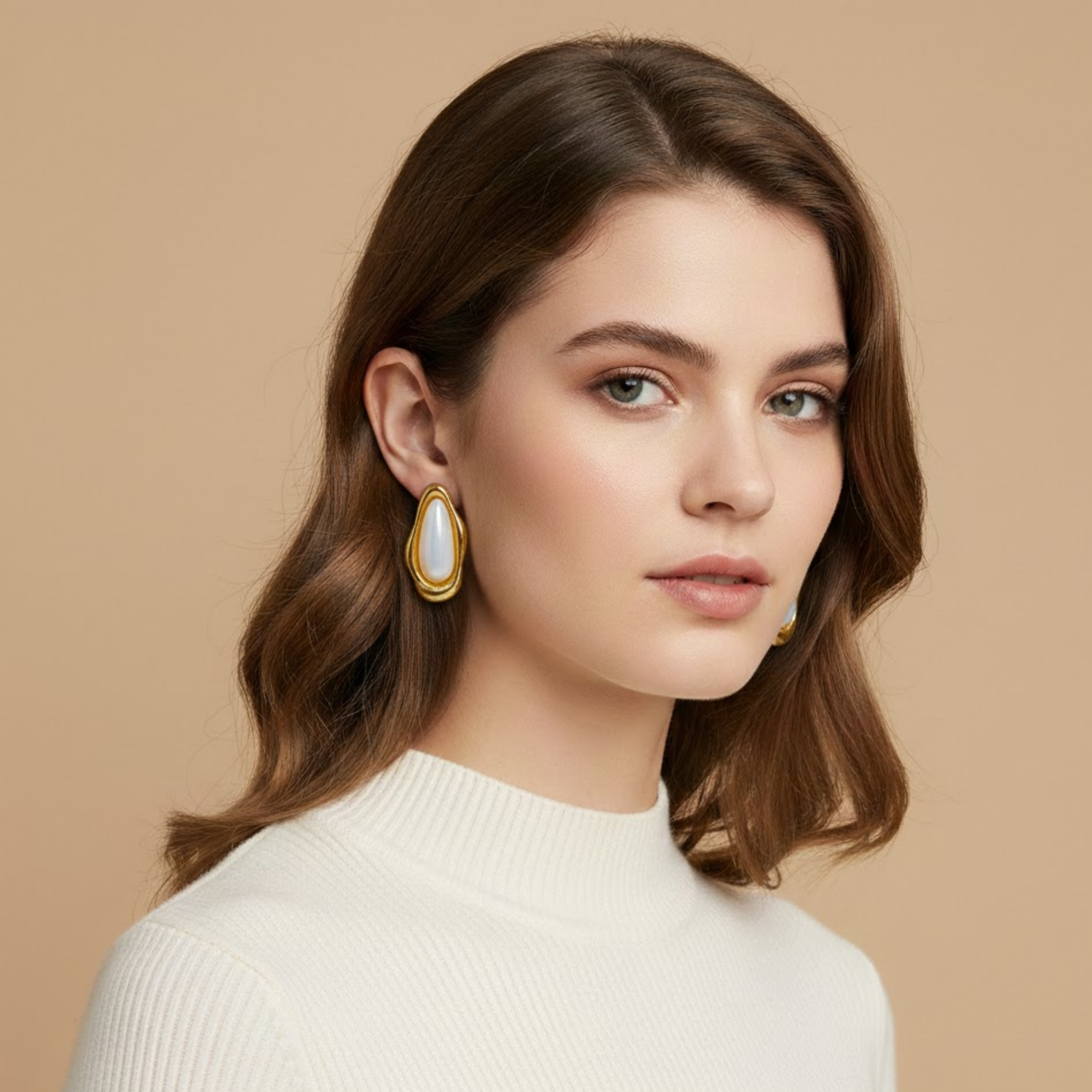 Gold Wave Opal Drop Earrings
