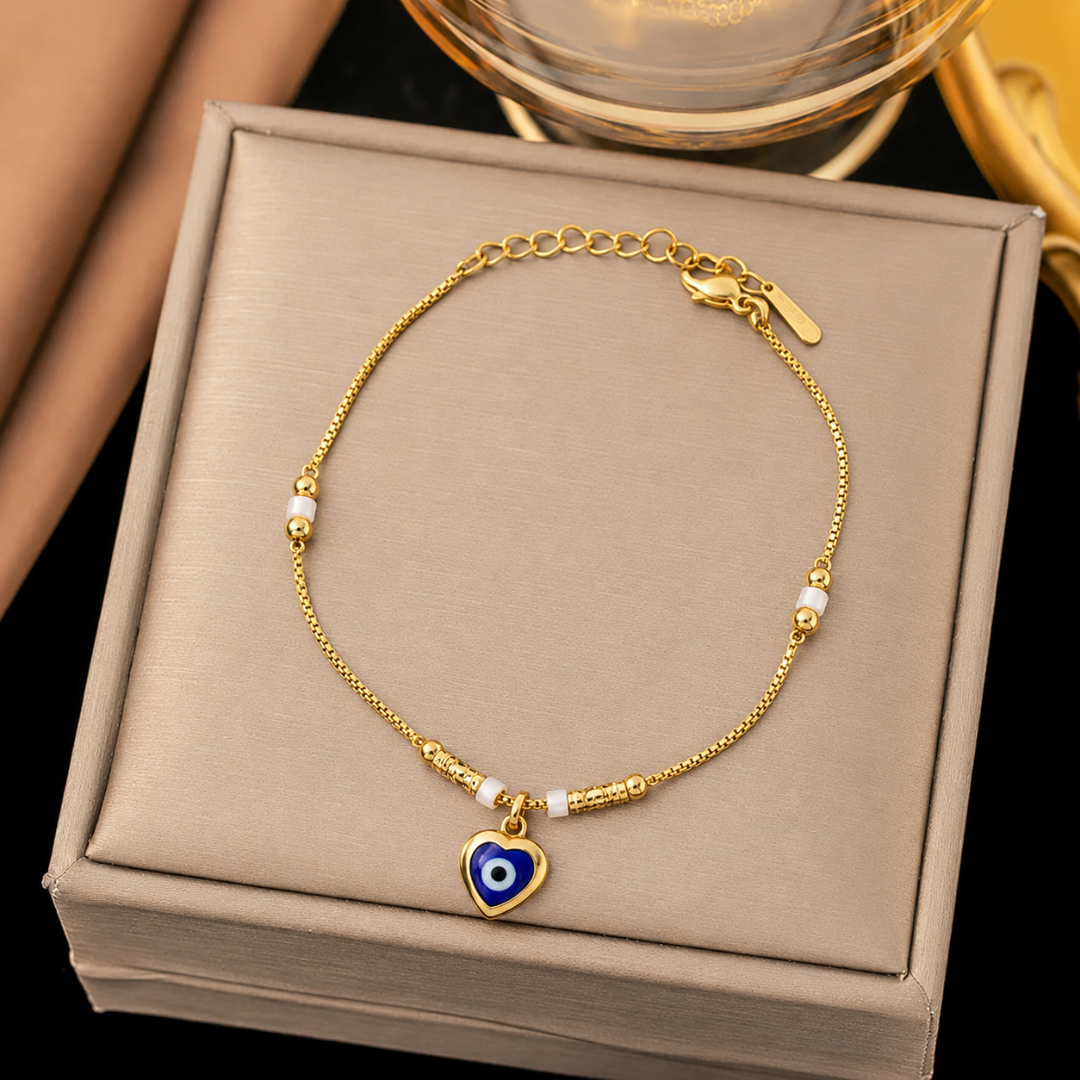 Nazar Heart Charm Bracelet
