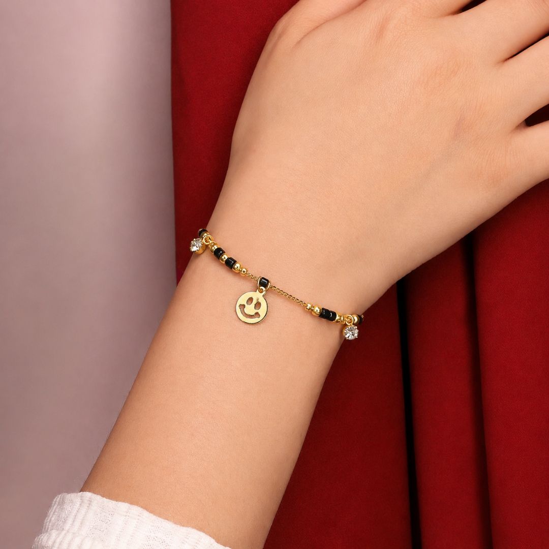 Smiley Charm Mangalsutra Bracelet