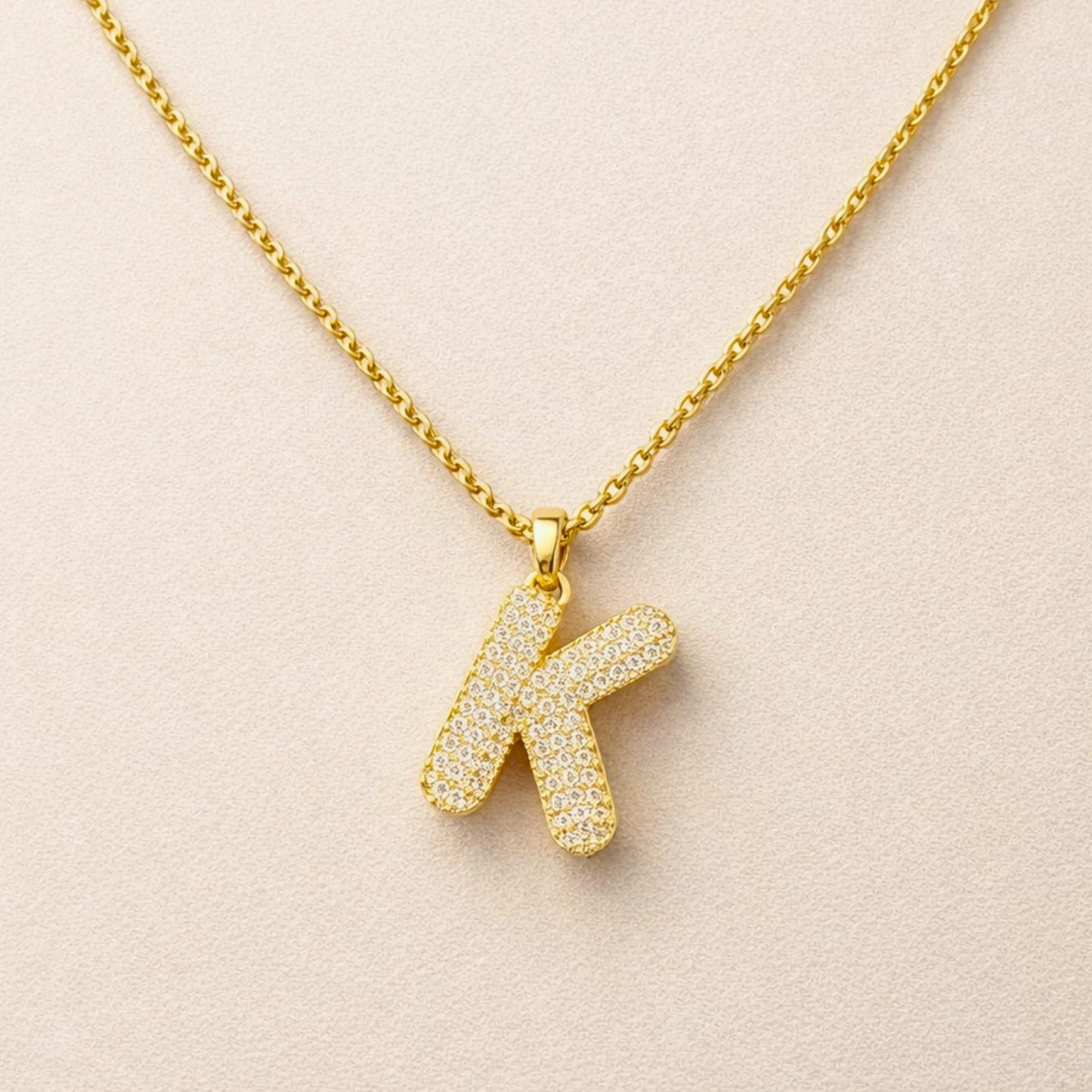 Minimal 18K Gold Plated K Letter Necklace
