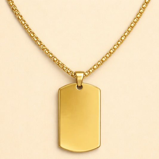Men - 18k Gold Bar Pendant Chain