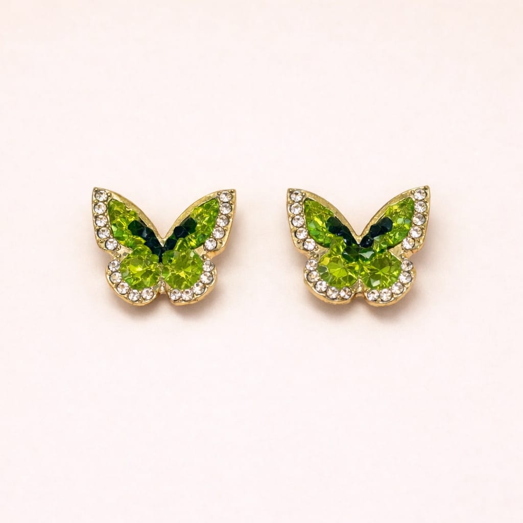 Elegant Green Butterfly Earrings