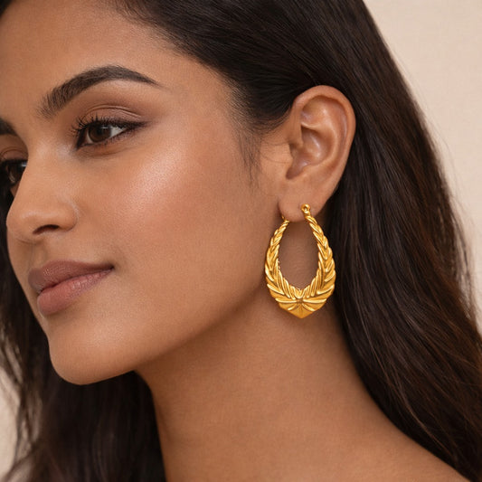 18k Gold Plated Wreath Hoops Earring