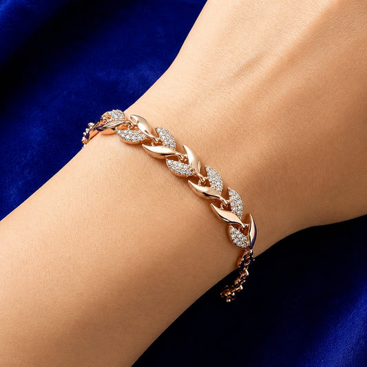 Golden Crystal Leaf Bracelet