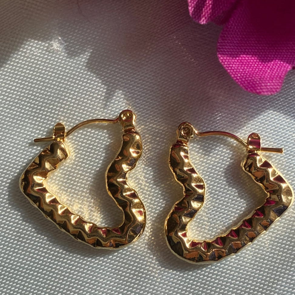 18K Gold Plated Heart Hoop Anti Tarnish Earring