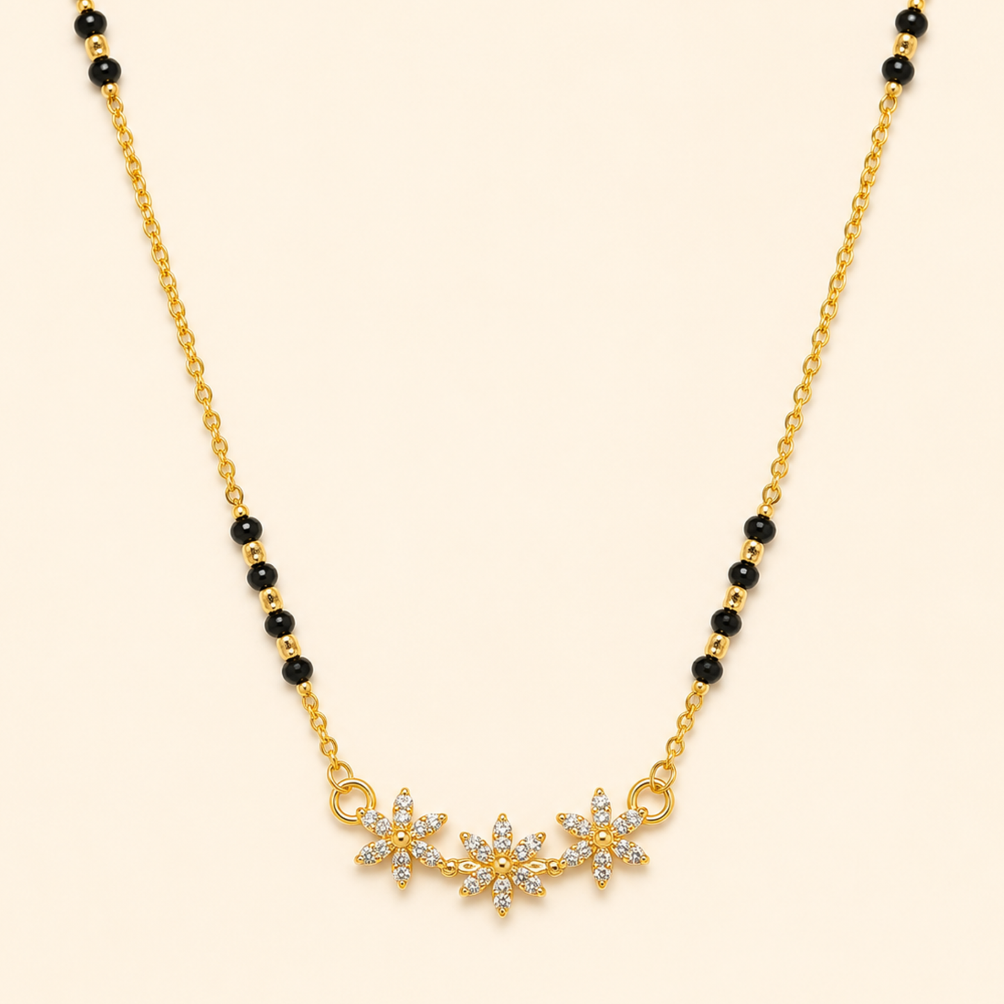 Triple Blossom Diamond Mangalsutra