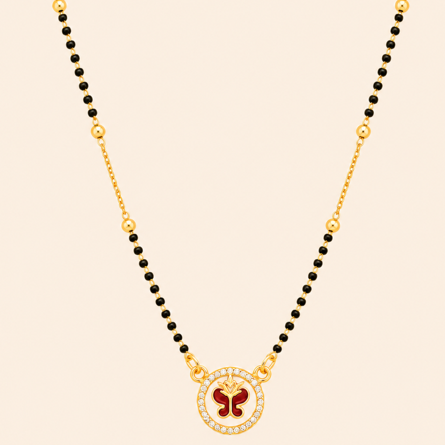 Red Tulip Diamond Mangalsutra