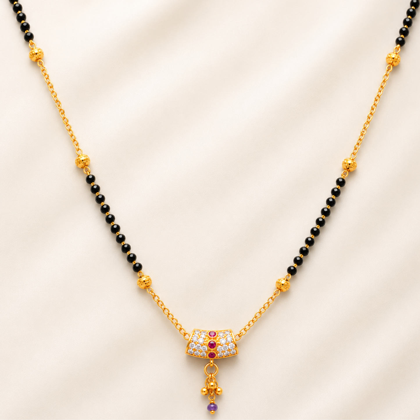 Diamond Ruby Drop Mangalsutra