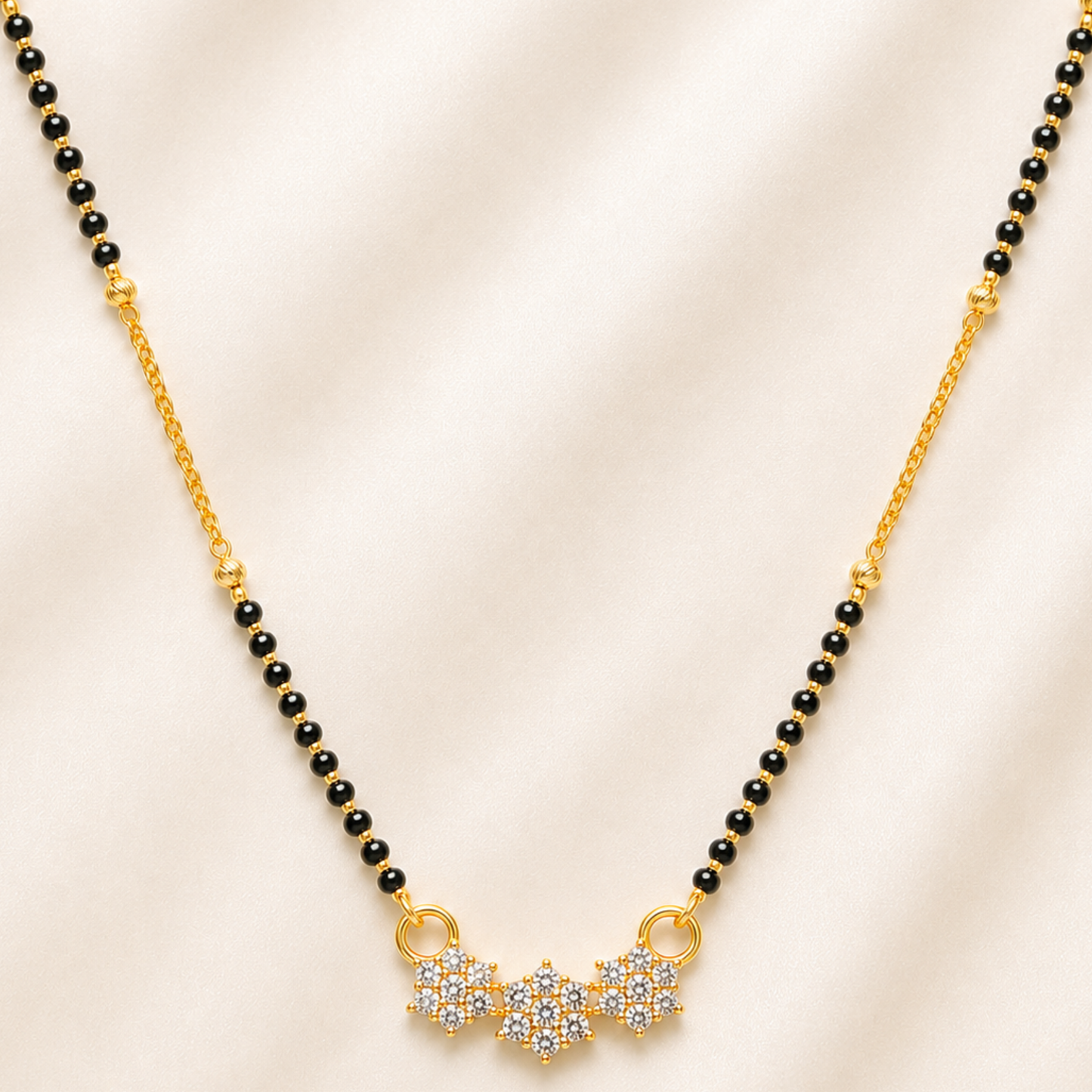 Triple Flower Diamond Mangalsutra