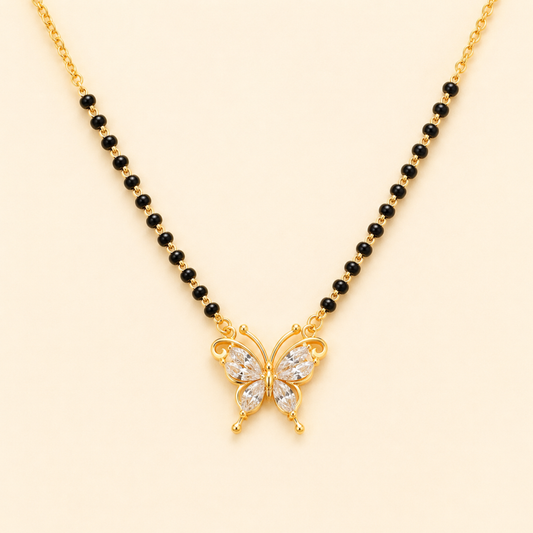 Crystal Butterfly Mangalsutra