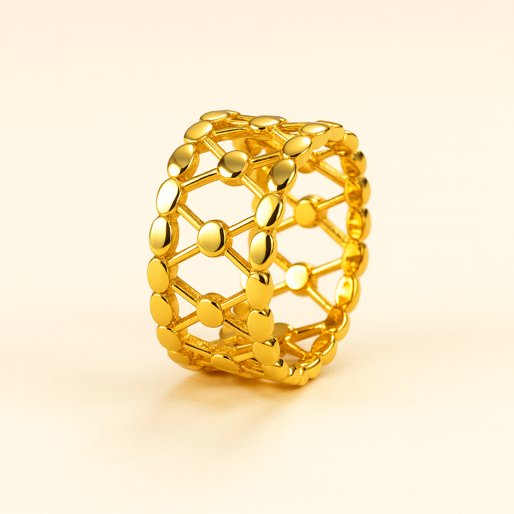 18k Gold Plated Golden Matrix Band Ring