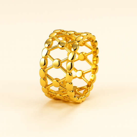 18k Gold Plated Golden Matrix Band Ring