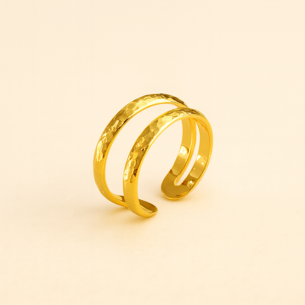 18K Gold Plated Luxury Textured Ring