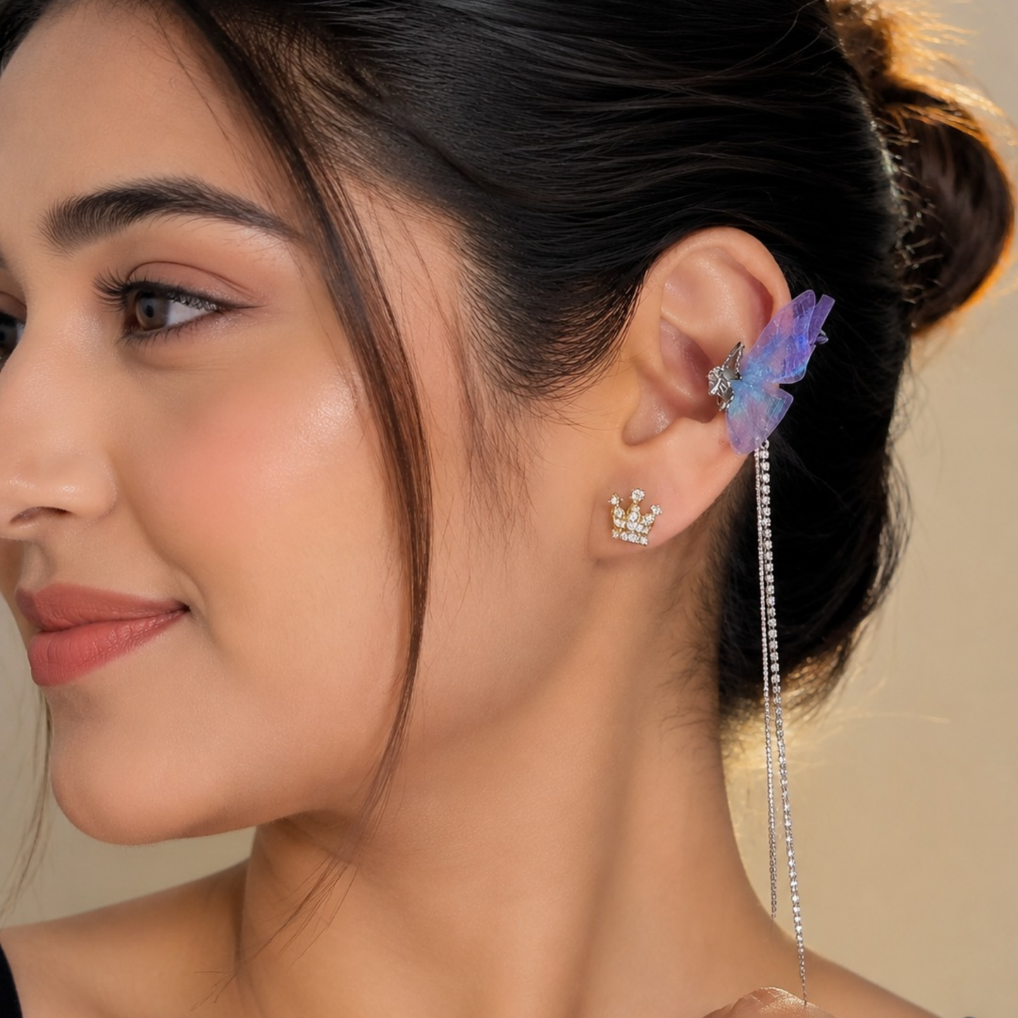 Aura Butterfly Streamer Cuffs Earring