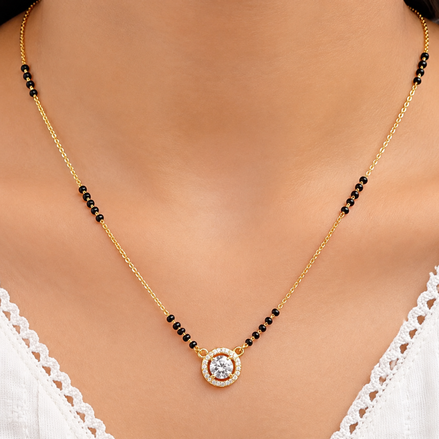 Radiant Solitaire Halo Mangalsutra
