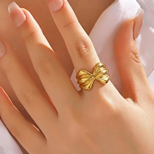 18K Gold Plated Aurora Bow Adjustable Ring