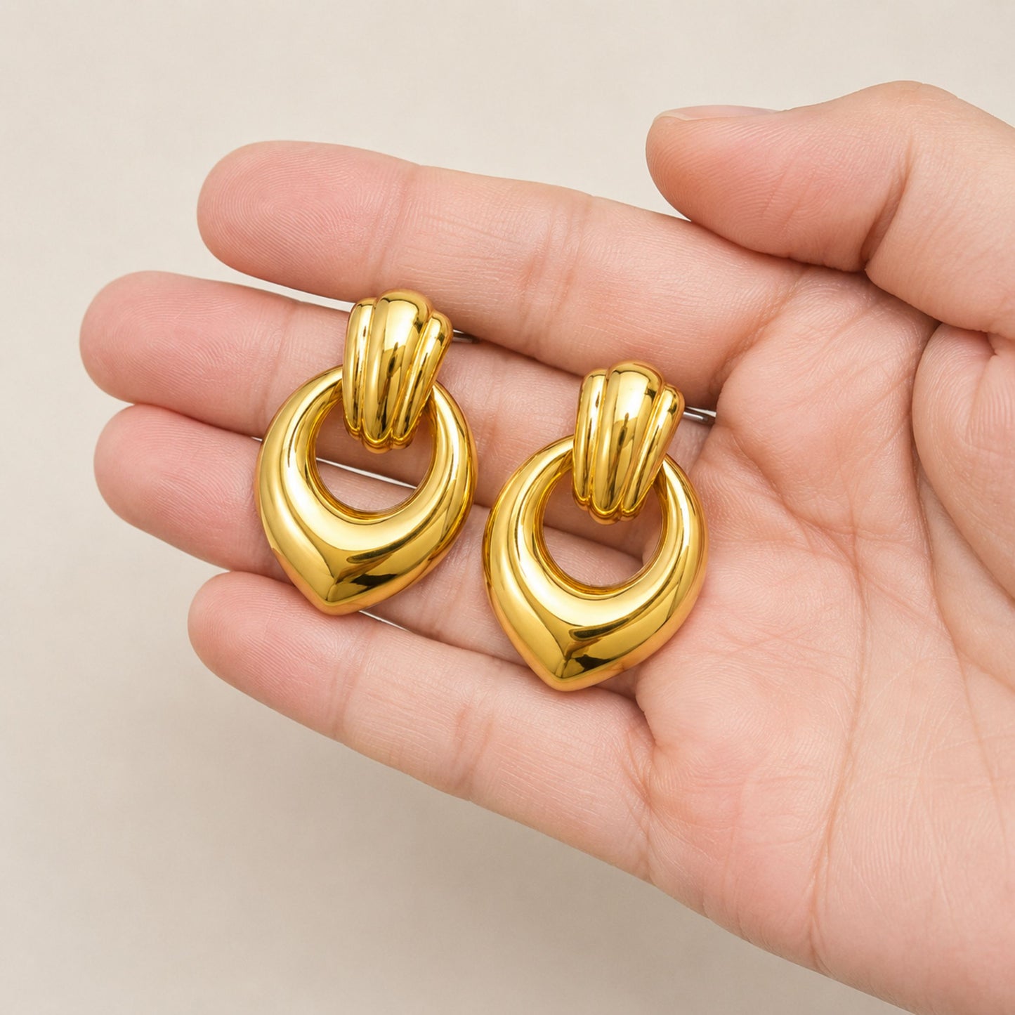 18K Gold Plated Aurora Crescent Drop Earrings