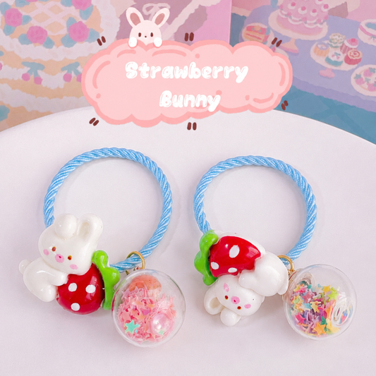 Cute Bunny Strawberry Hair Ties for Girls