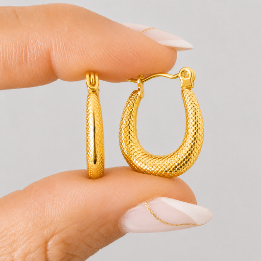 18K Gold Plated Aurora Textured Hoops Earring