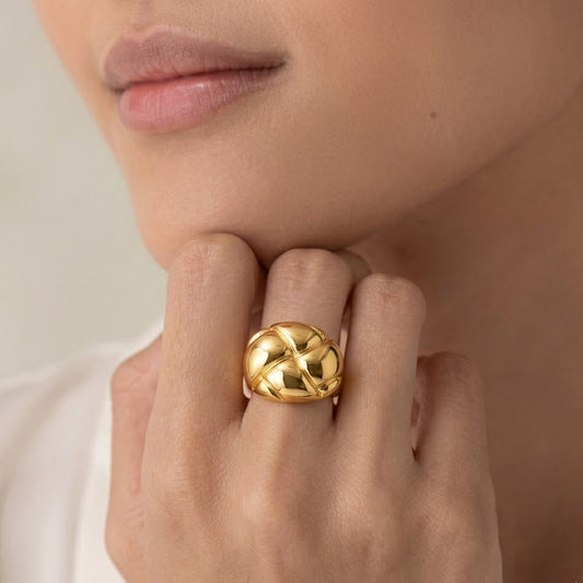 18K Gold Plated Golden Weave Ring