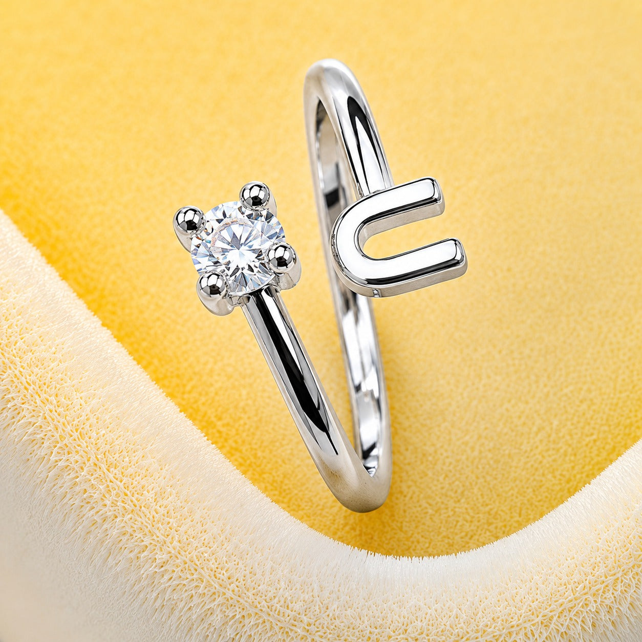 Modern Alphabet U Adjustable Ring