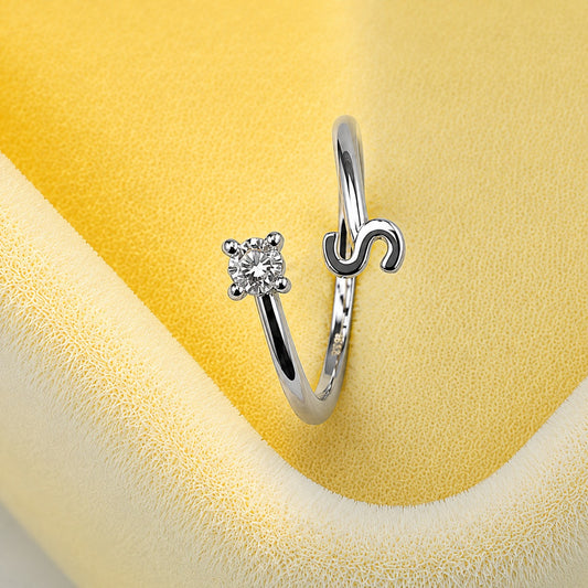 Sparkling S Alphabet Crystal Ring