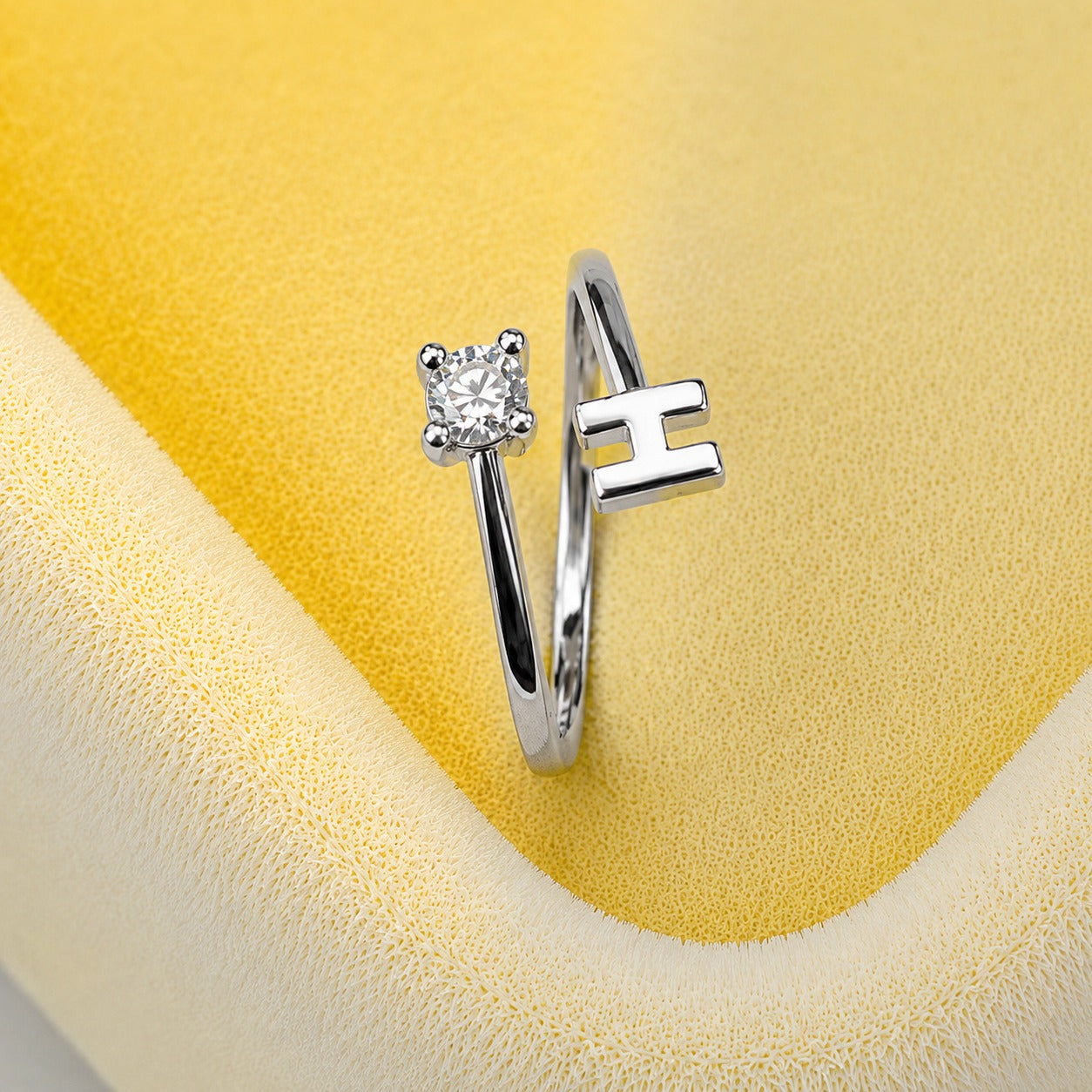 Elegant Letter H Open Band Ring