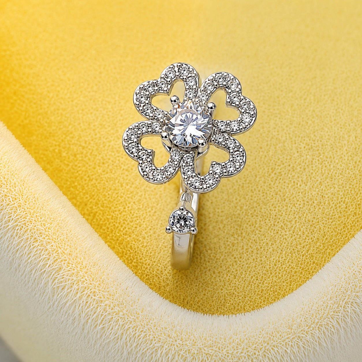 Luxury Crystal Flower Statement Ring