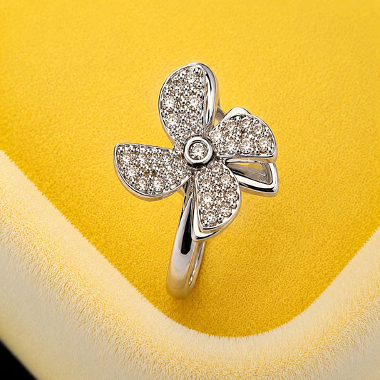 Anti-Tarnish Pinwheel Flower Ring