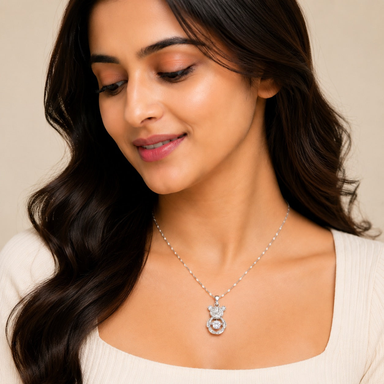 Silver Teddy Spark Pendant Necklace