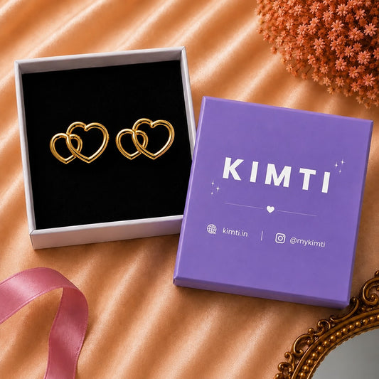 18K Gold Plated Double Heart Love Studs Earring